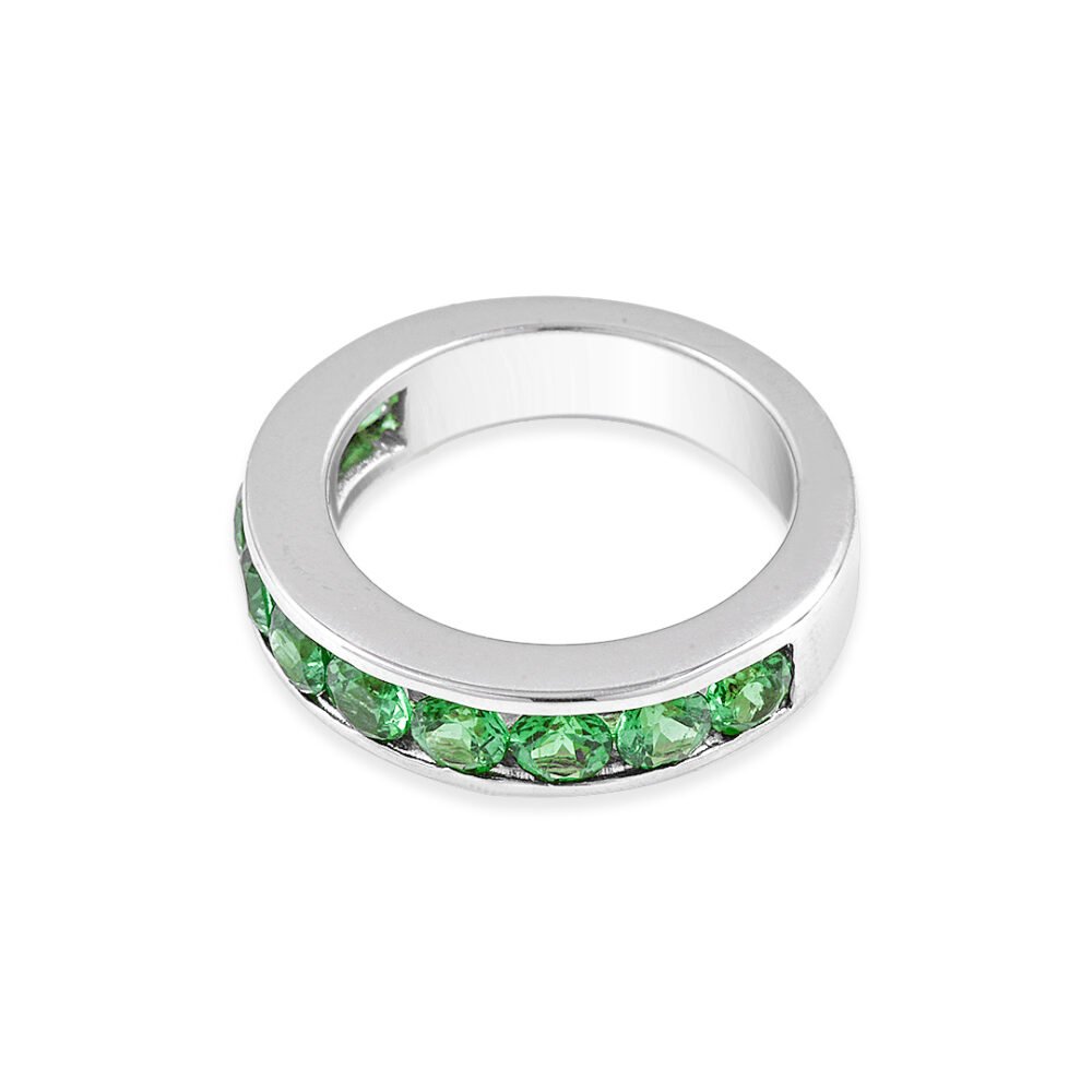 Elegant White Gold and Tsavorite Band - Image 2