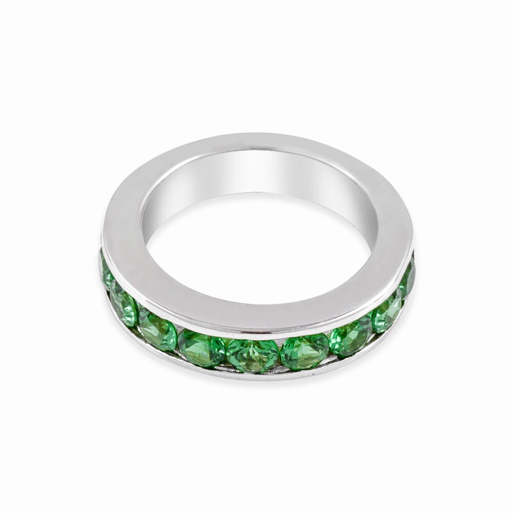 Elegant White Gold and Tsavorite Band - Image 3