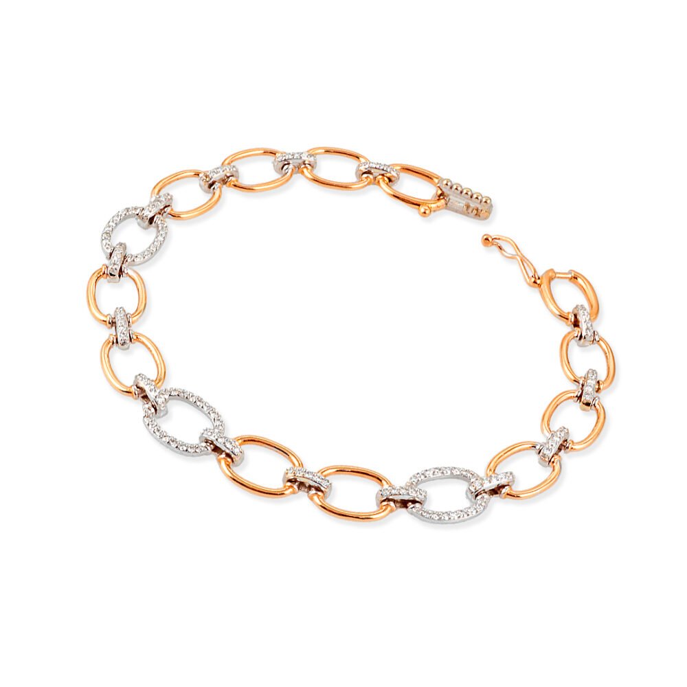 18K Rose and White Gold Diamond Bracelet - Image 2