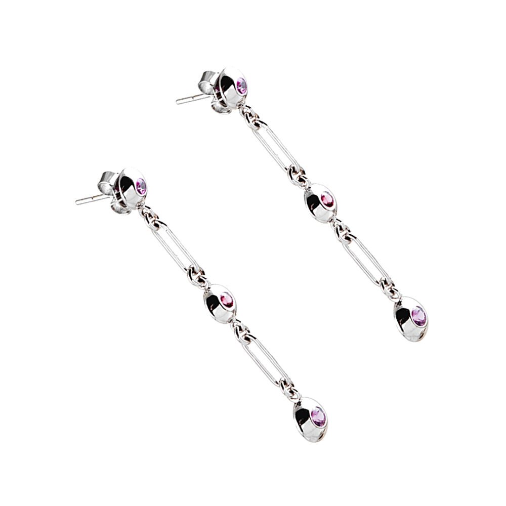 Elegant 18-Karat White Gold Earrings with Color Sapphires - Image 3