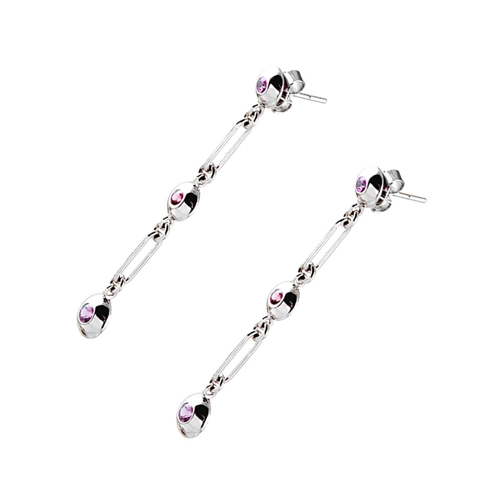 Elegant 18-Karat White Gold Earrings with Color Sapphires - Image 2