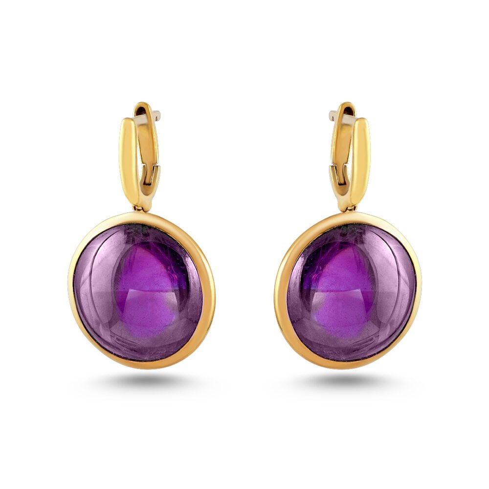 18k yellow gold amethyst earrings