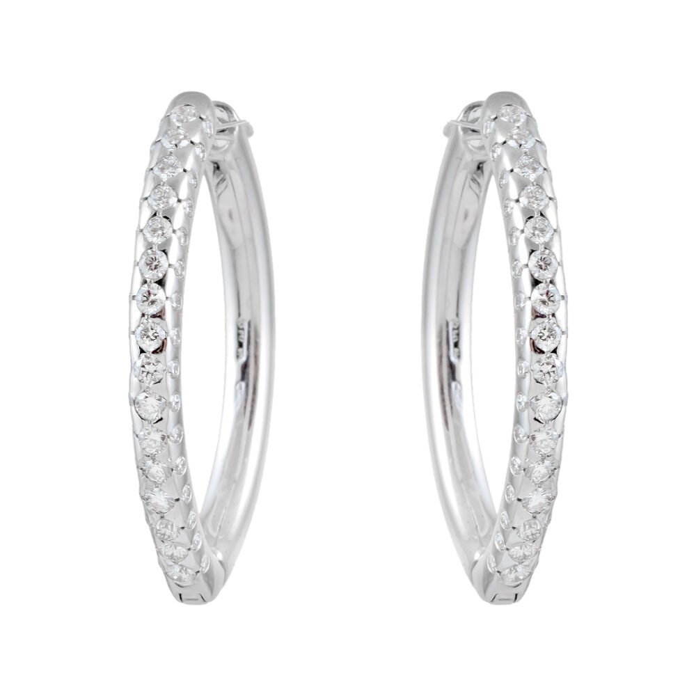18K White Gold Diamond Earrings - Image 3