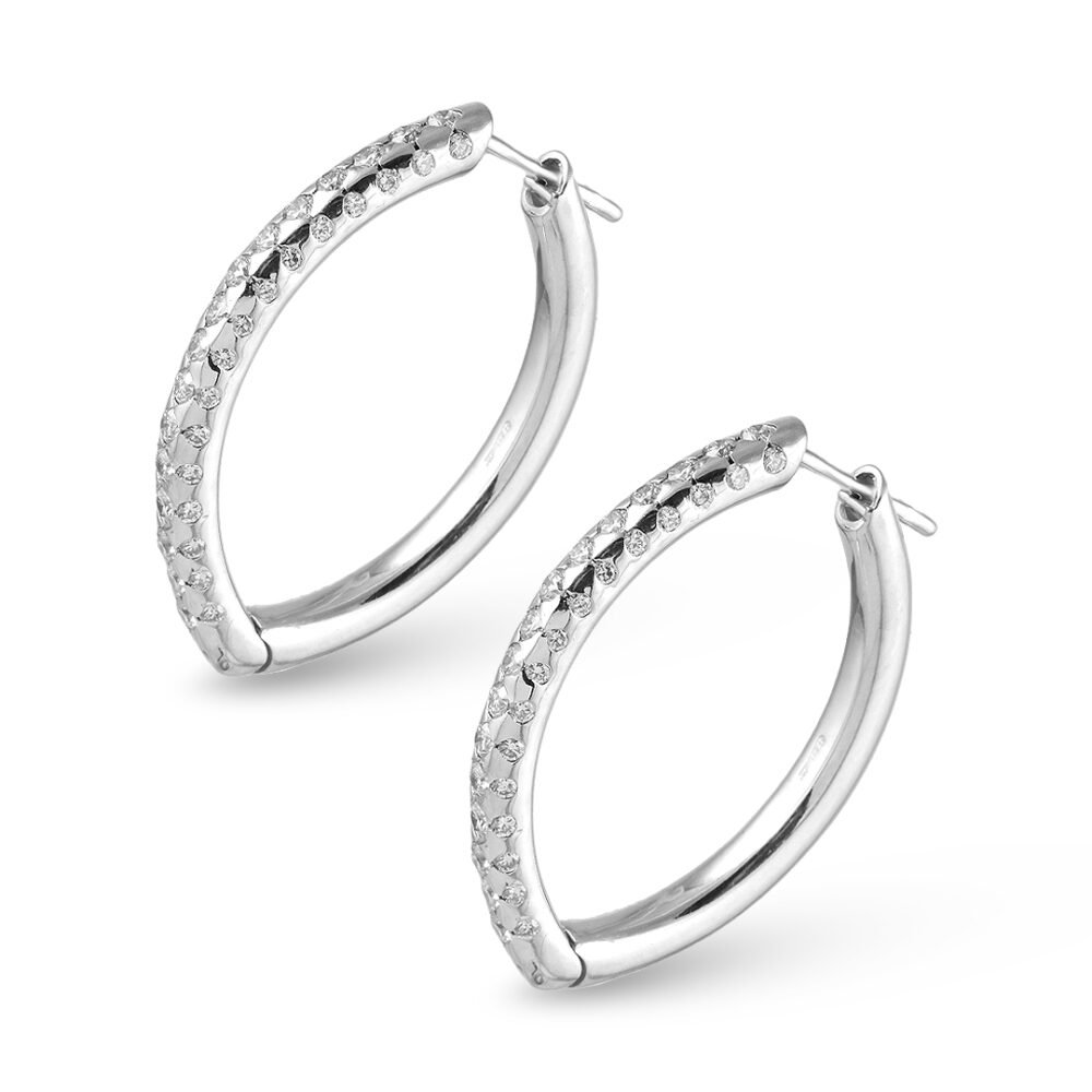 18K White Gold Diamond Earrings - Image 2