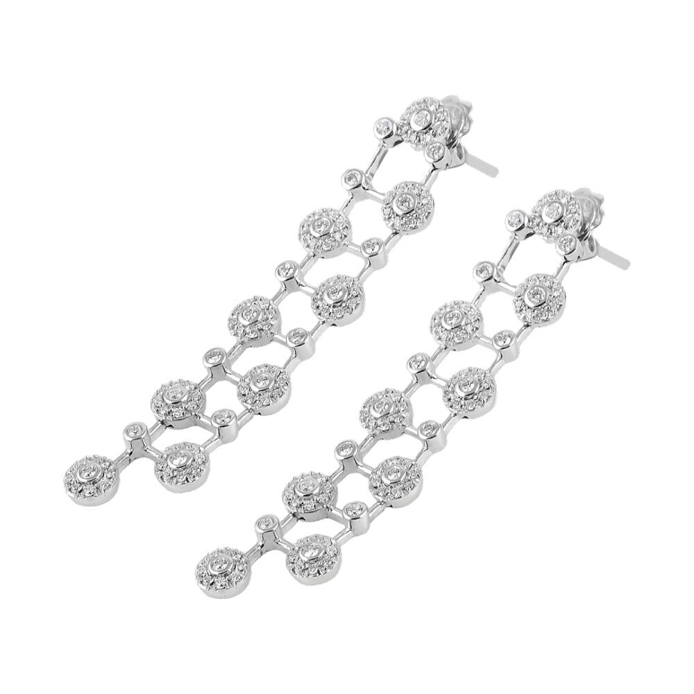 18K White Gold Diamond Earrings - Image 2