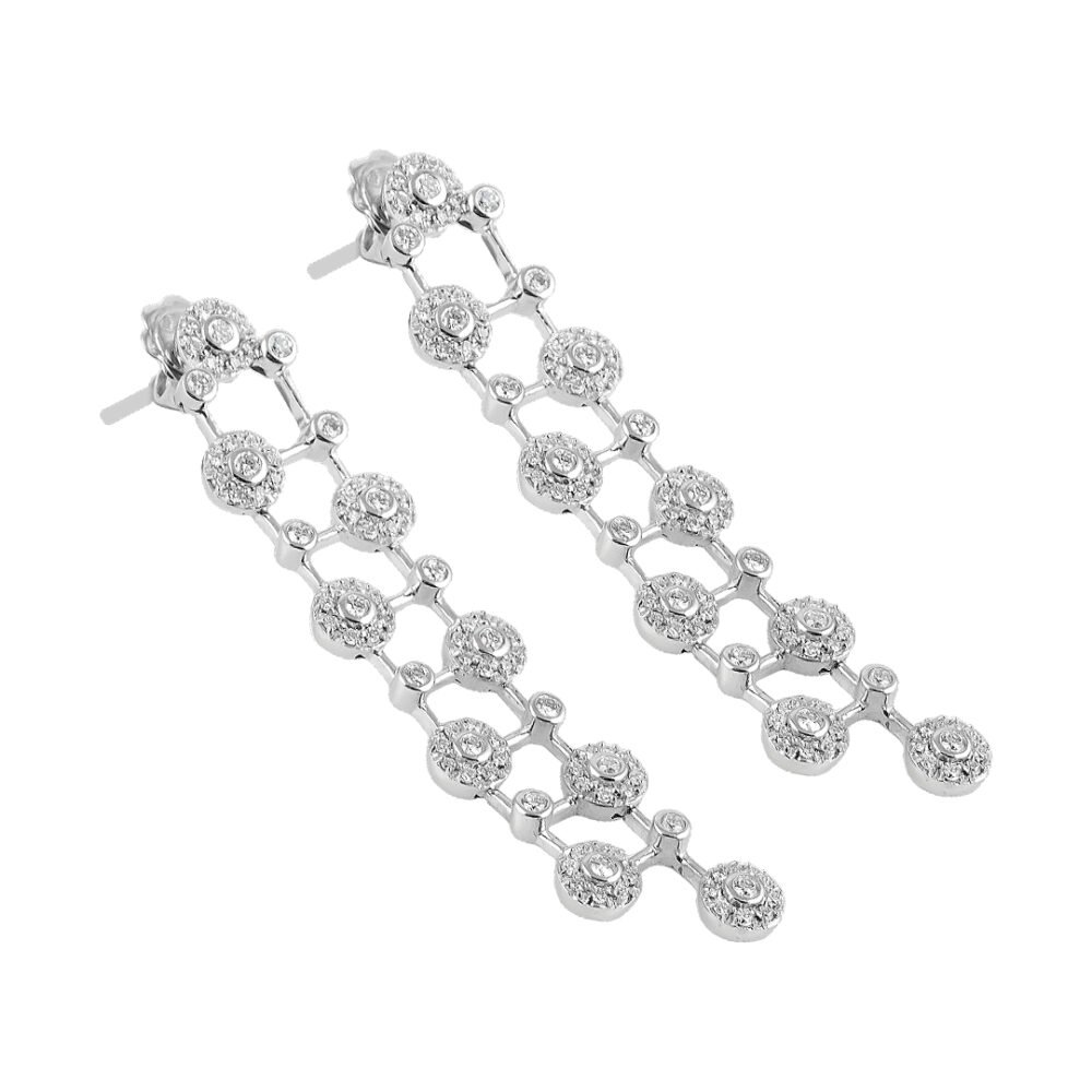 18K White Gold Diamond Earrings - Image 3