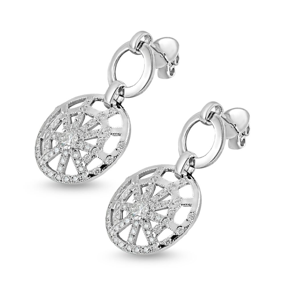 18K White Gold Diamond Drop Earrings - Image 2