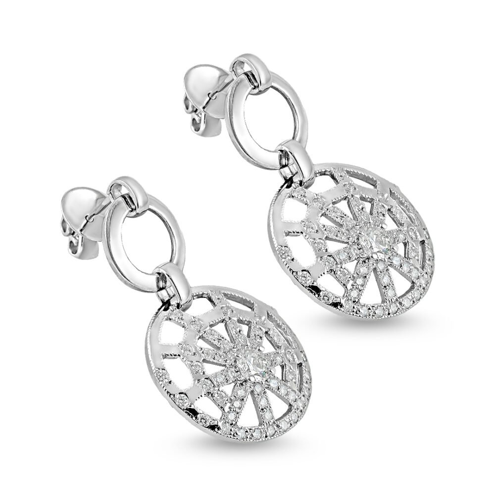 18K White Gold Diamond Drop Earrings - Image 3