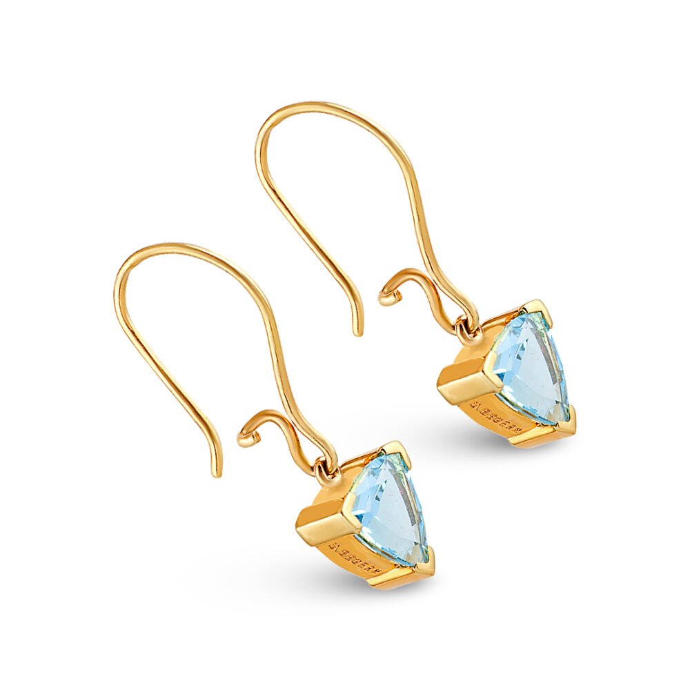 Elegant 18K Yellow Gold Blue Topaz Earrings - Image 2