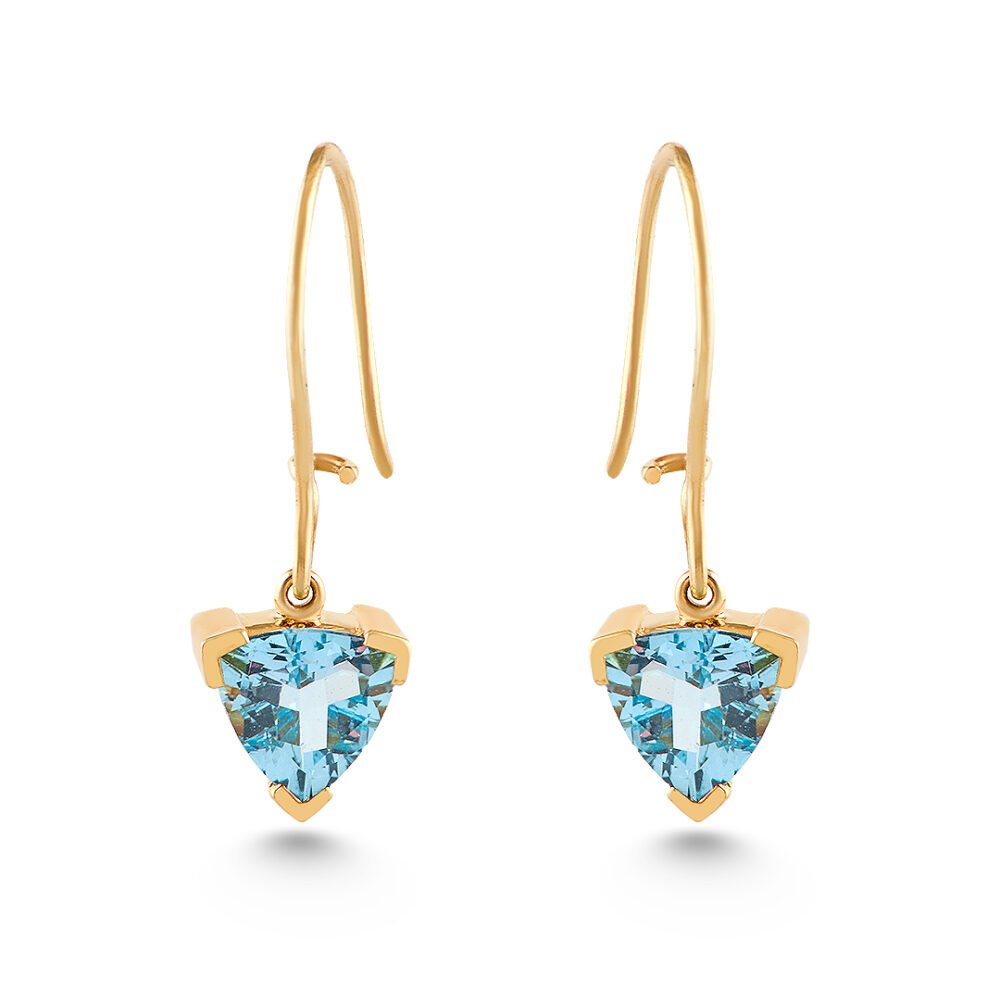 18K Yellow Gold Blue Topaz Earrings