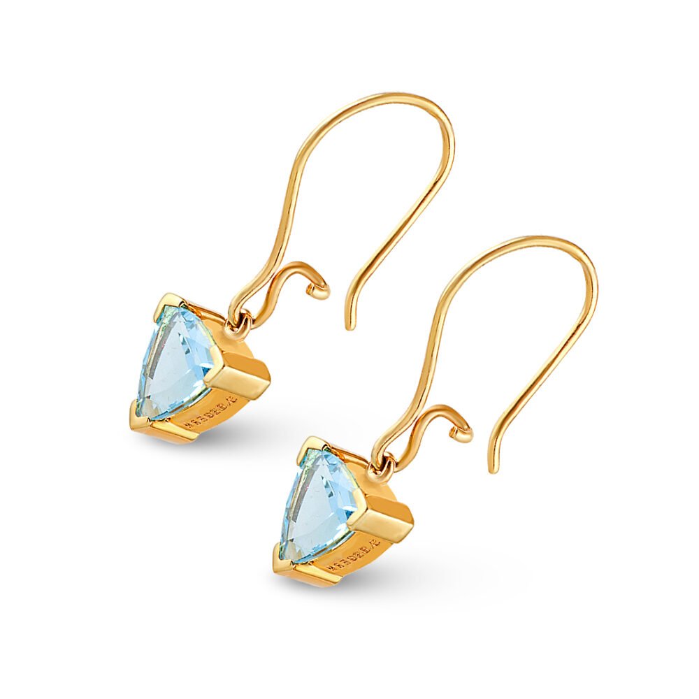 Elegant 18K Yellow Gold Blue Topaz Earrings - Image 3