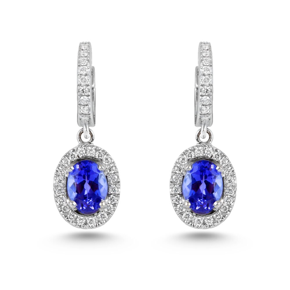 18K White Gold Diamond and Tanzanite Earrings