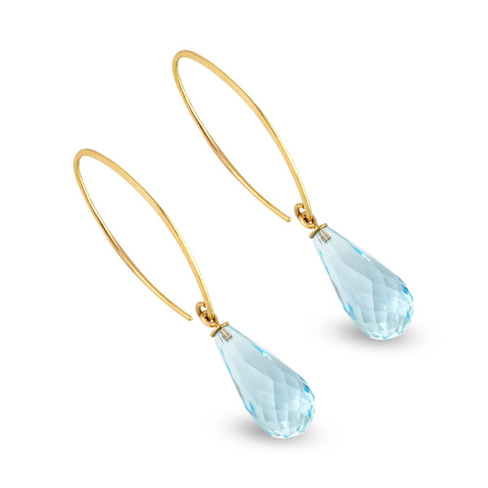 18K Gold Aquamarine Earrings - Image 2