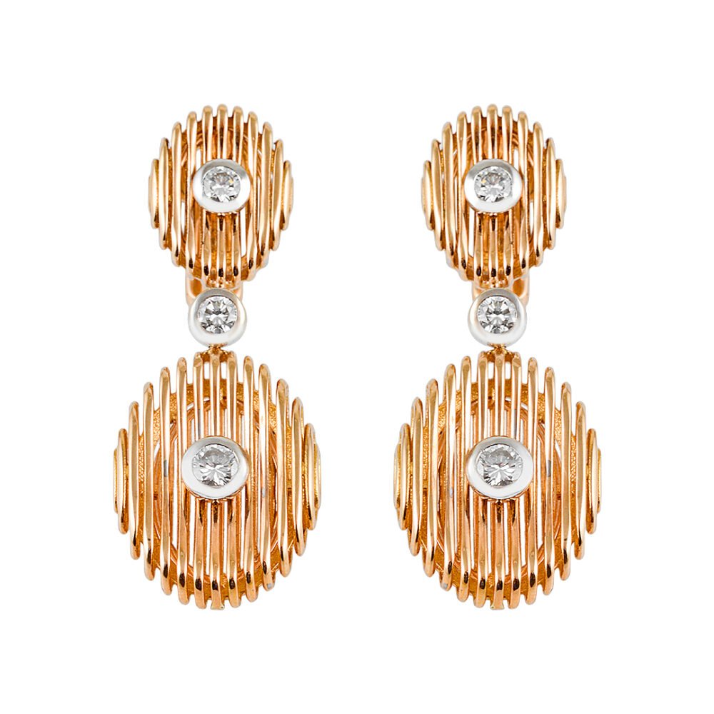 18K Rose and White Gold Diamond Earrings
