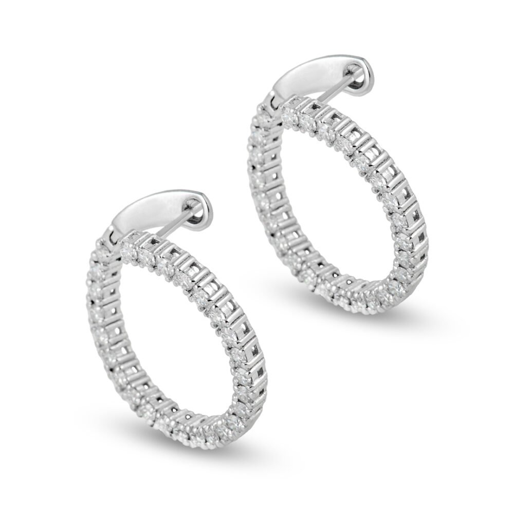18K White Gold Round Brilliant Diamond Earrings - Image 2