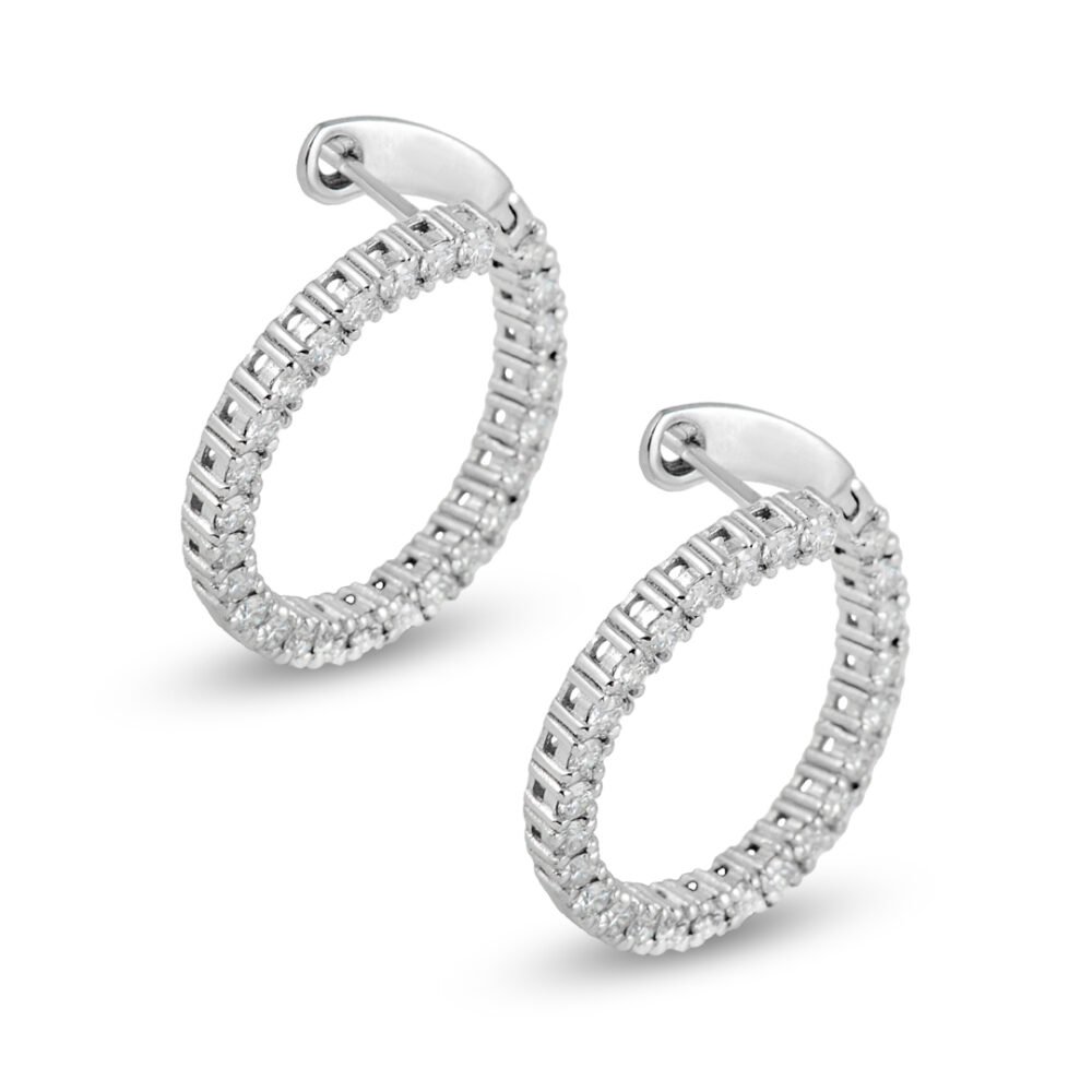 18K White Gold Round Brilliant Diamond Earrings - Image 3