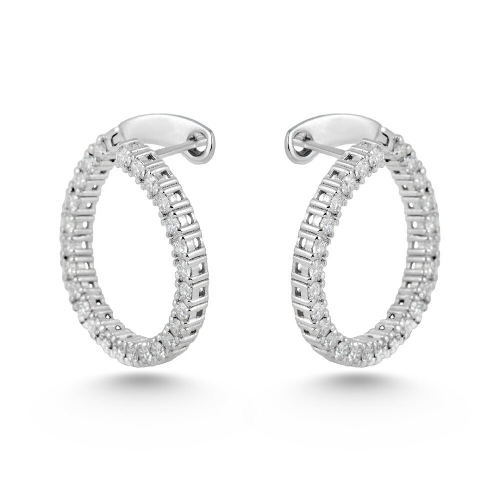 18K White Gold Round Brilliant Diamond Earrings