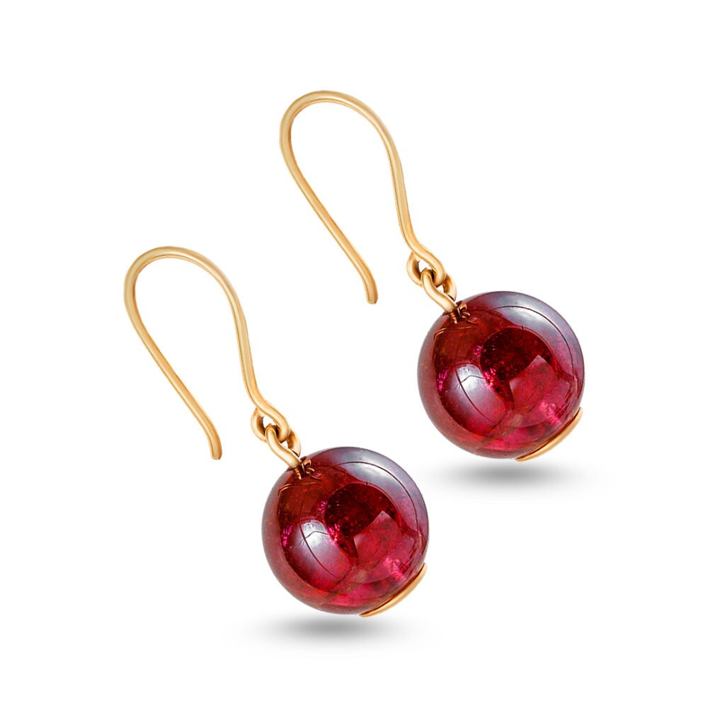 Lustrous 18K Yellow Gold Tourmaline Earrings - Image 2