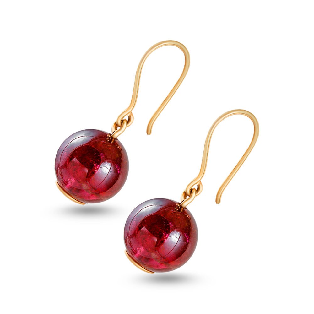 Lustrous 18K Yellow Gold Tourmaline Earrings - Image 3