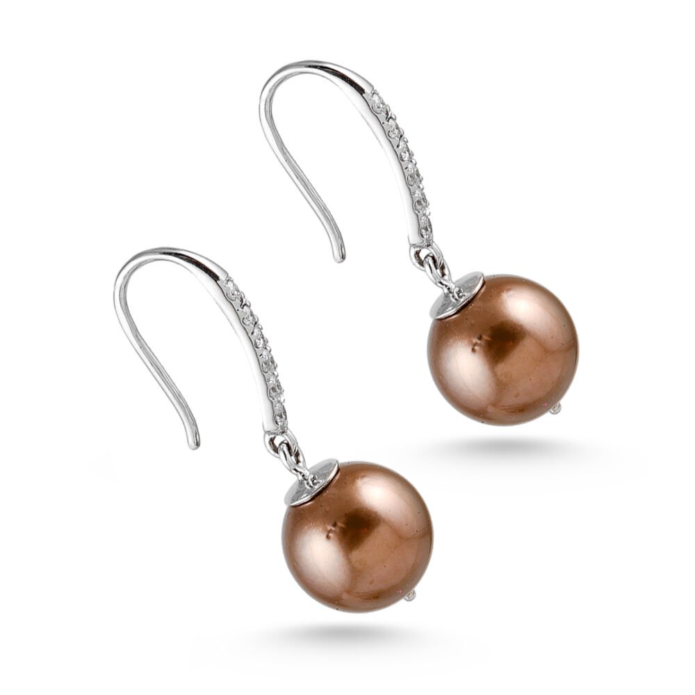 18K White Gold Diamond and Tahitian Pearl Earrings - Image 2