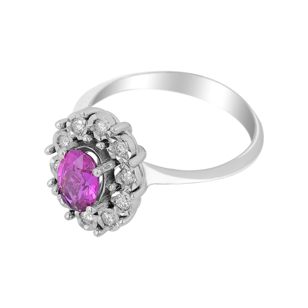 Elegant 18k White Gold Sapphire Diamond Ring - Image 3