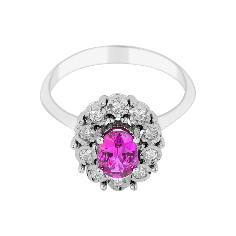 Elegant 18k White Gold Sapphire Diamond Ring - Image 2