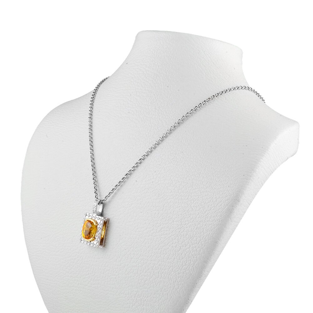 Elegant 18K Gold, Diamond, and Yellow Sapphire Pendant - Image 3