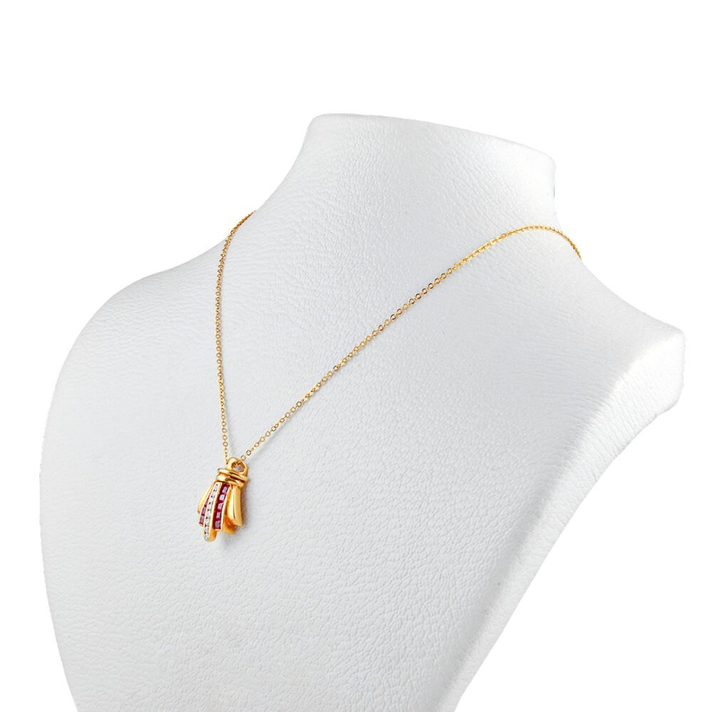 Regal Radiance: 18K Yellow Gold Diamond and Ruby Pendant - Image 3