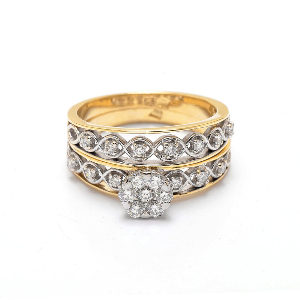 Two-Tone Gold & Diamond Solitaire and Band Set - Image 3