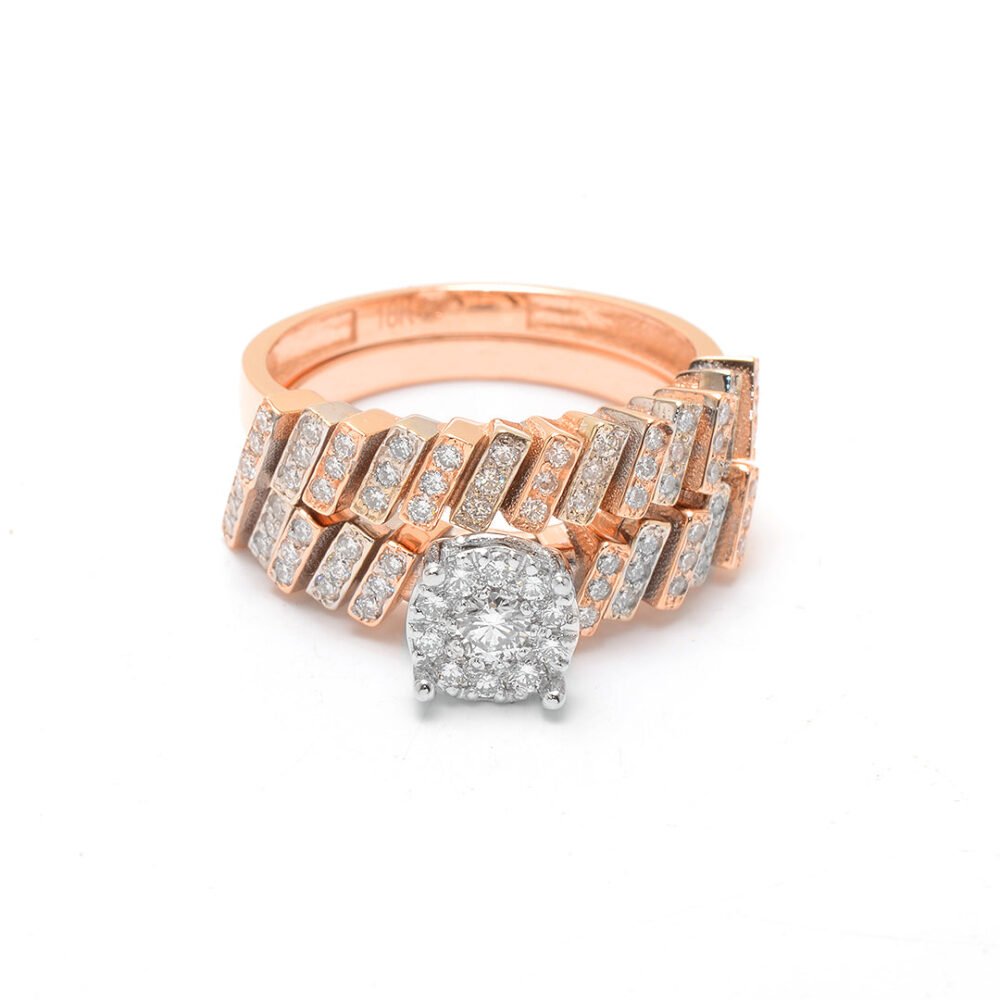 Rose & White Gold and Diamond Solitaire Set - Image 3