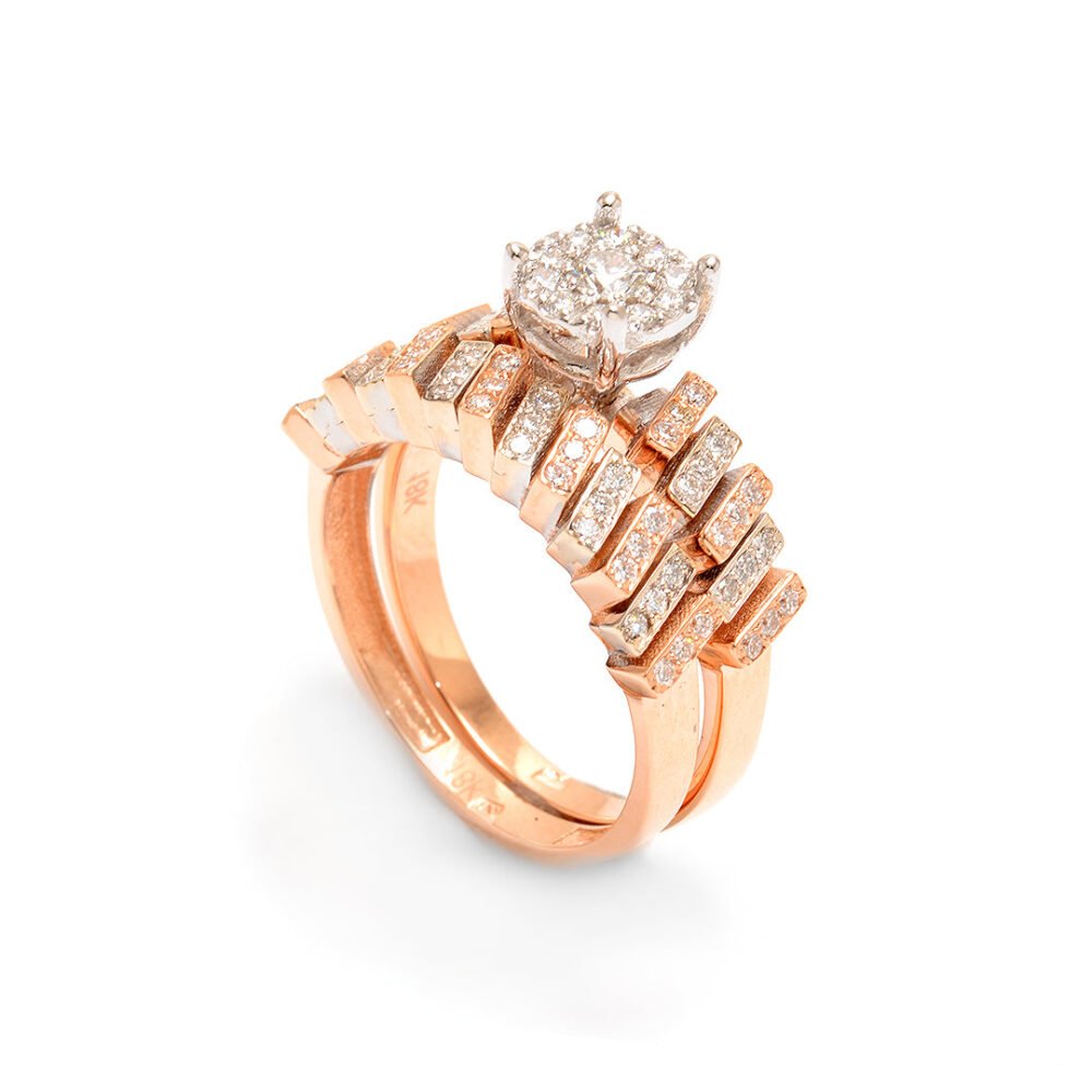 Rose & White Gold and Diamond Solitaire Set