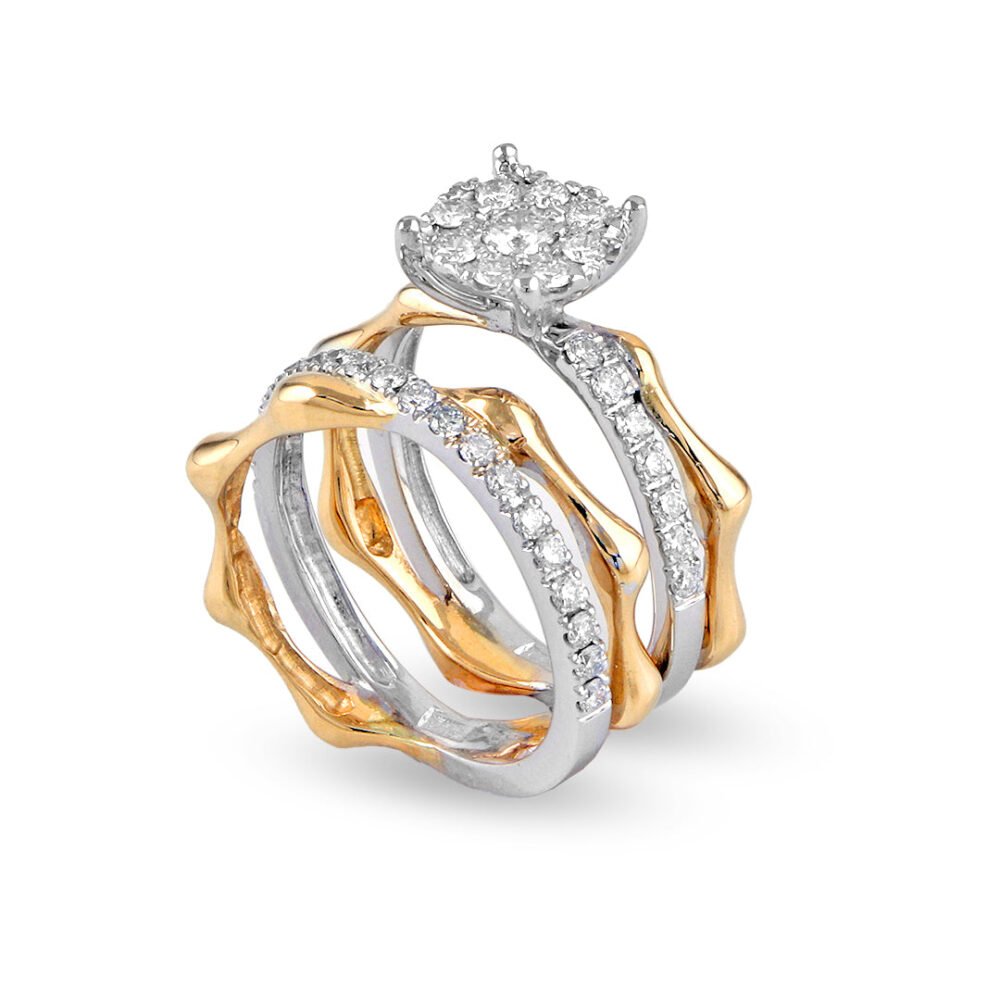 18K White Gold Diamond Solitaire and Band Set