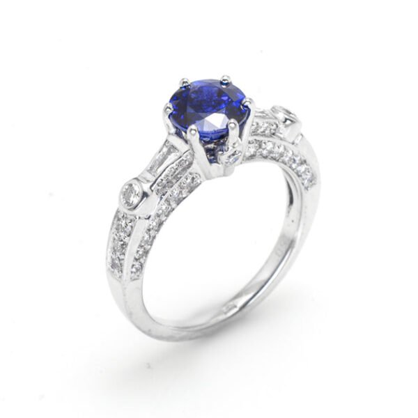 18K White Gold Ceylon Sapphire Diamond Ring