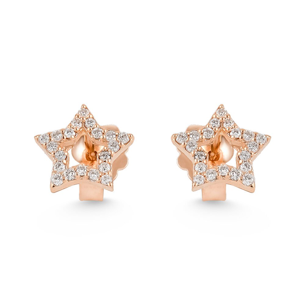 18K Gold and Diamond Round Brilliant Stud Earrings