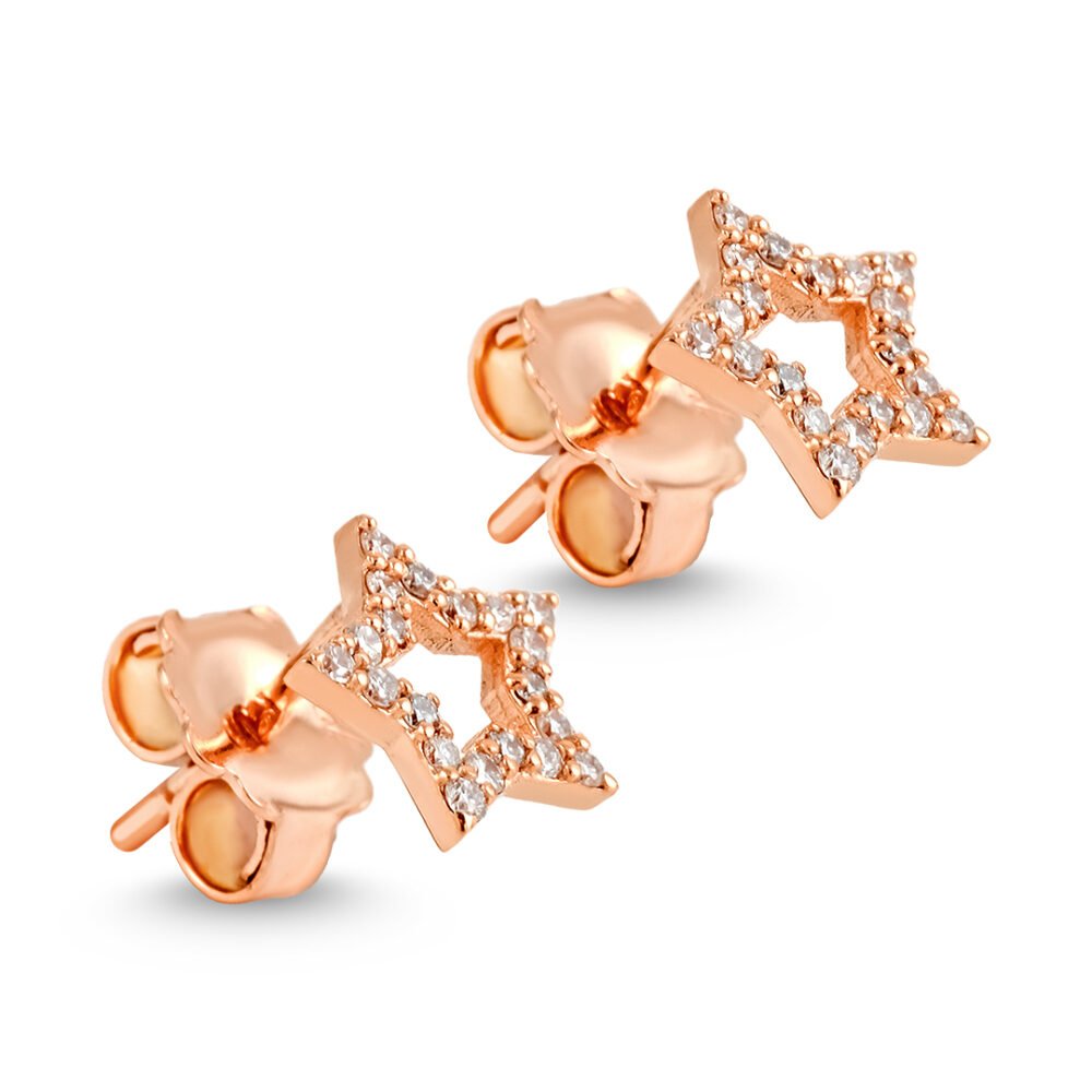 18K Gold and Diamond Round Brilliant Stud Earrings - Image 3
