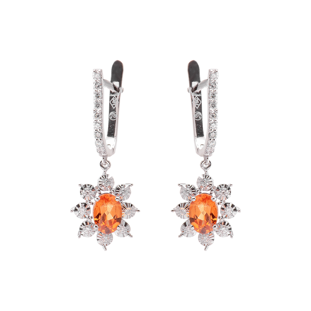 18k White Gold Garnet and Diamond Earrings