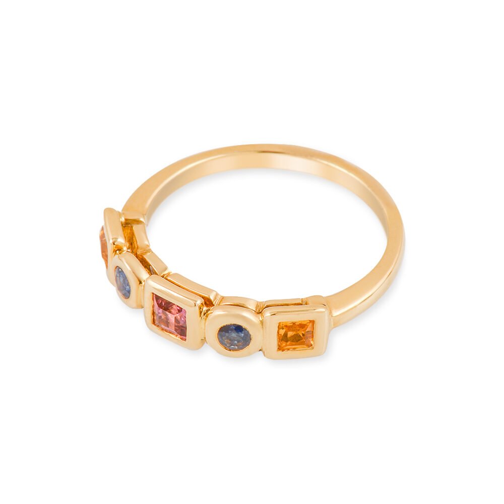 18k Yellow Gold Tourmaline and Sapphire Band - Image 3