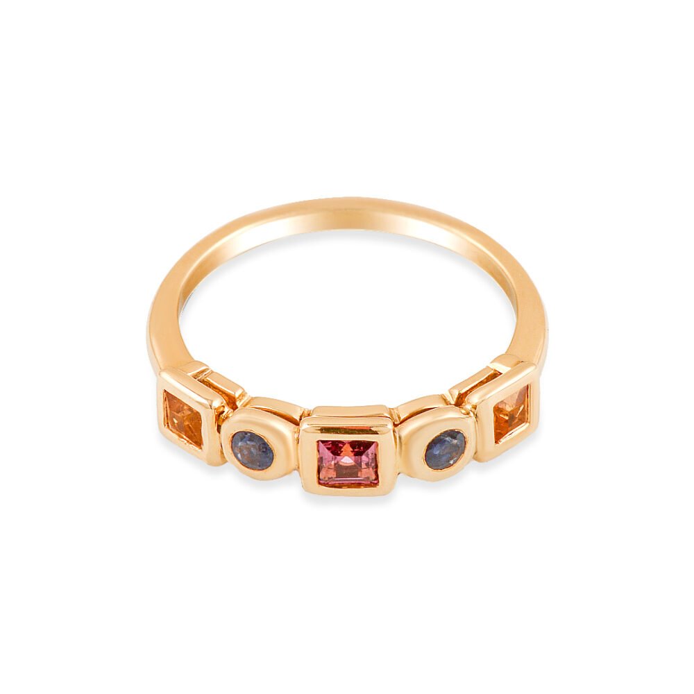 18k Yellow Gold Tourmaline and Sapphire Band - Image 2