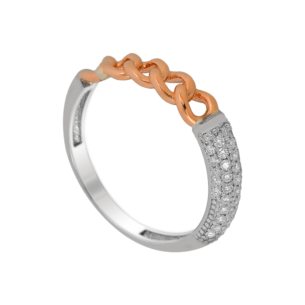 18k White and Rose Gold Diamond Band