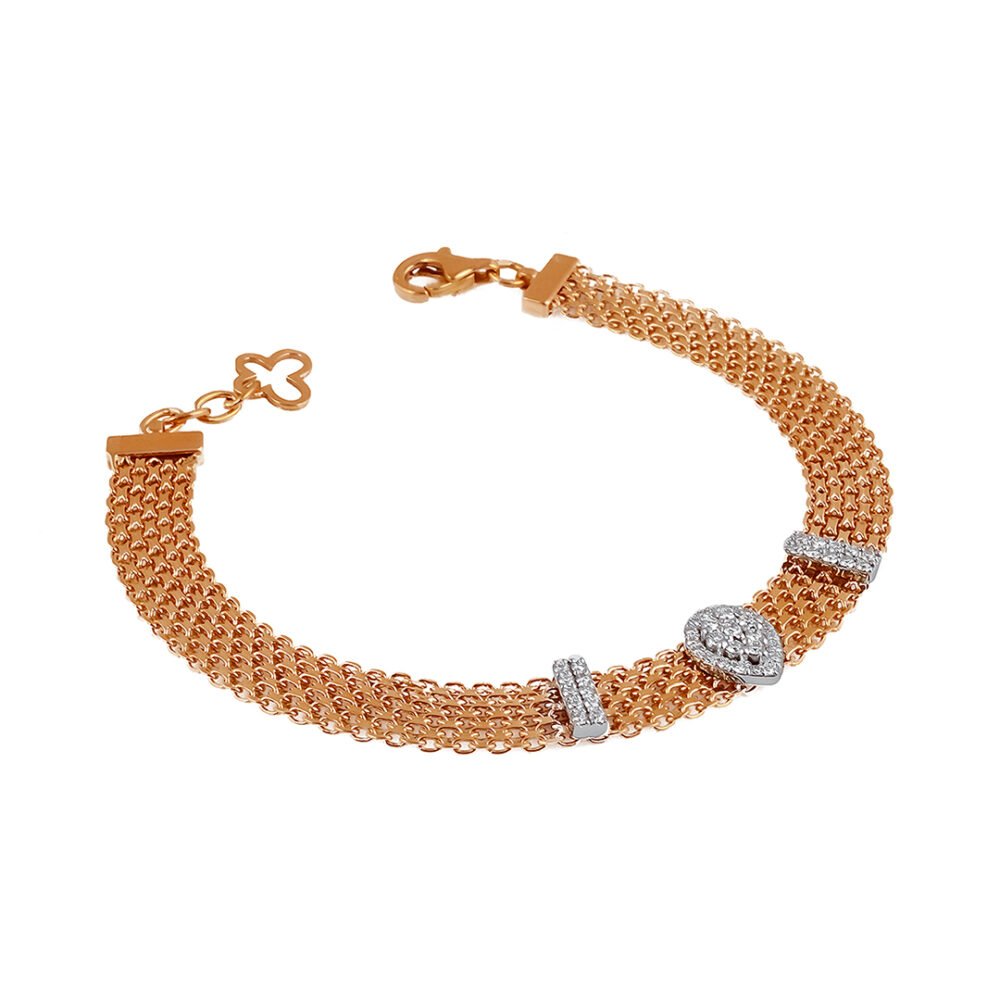 18k Rose and White Gold Diamond Bracelet - Image 3