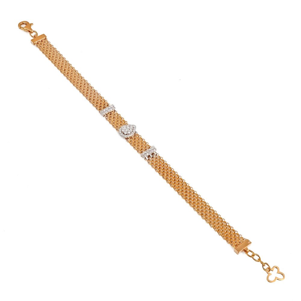 18k Rose and White Gold Diamond Bracelet - Image 2