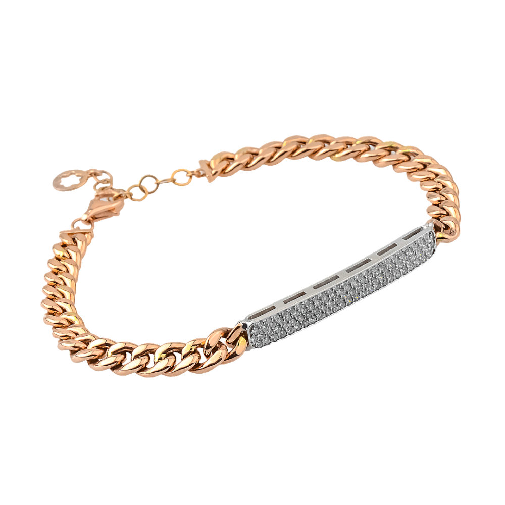18k Rose and White Gold Diamond Bracelet - Image 2