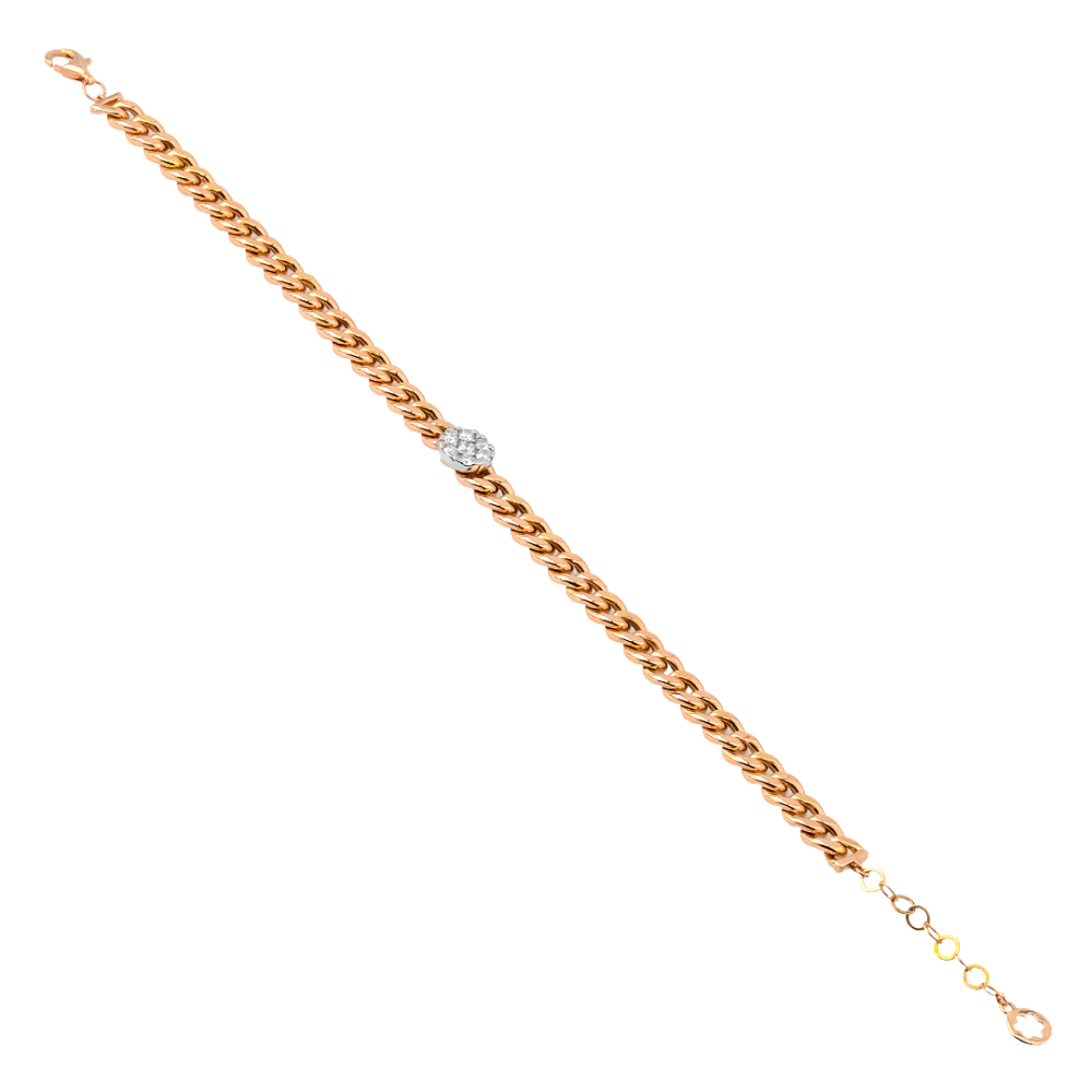 18k Rose and White Gold Diamond Bracelet - Image 2
