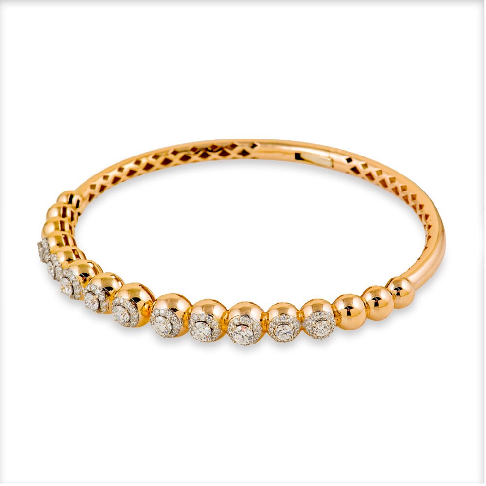 18k Gold Diamond Bracelet – Rose & White Gold Elegance - Image 2