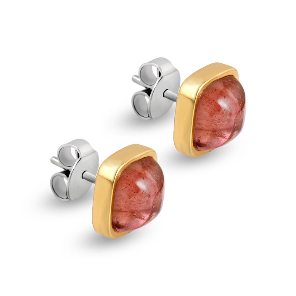 18k Yellow Gold Tourmaline Stud Earrings - Image 3