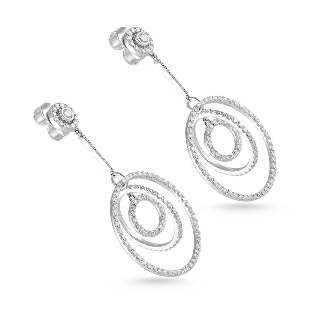 18k White Gold Round Brilliant Diamond Earrings - Image 2