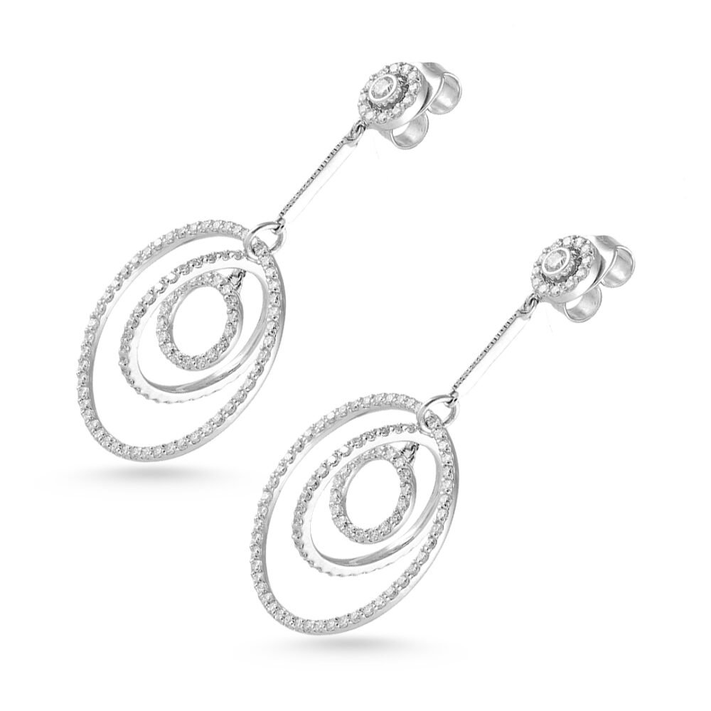 18k White Gold Round Brilliant Diamond Earrings - Image 3