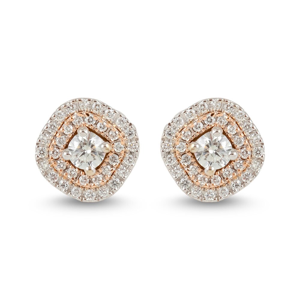 18k white and rose gold diamond earrings