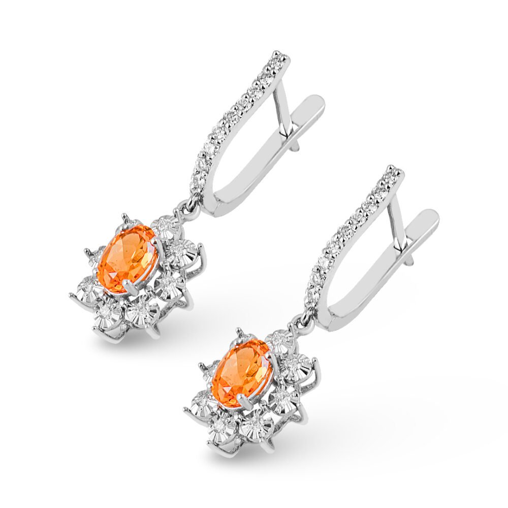 18k White Gold Garnet and Diamond Earrings - Image 3