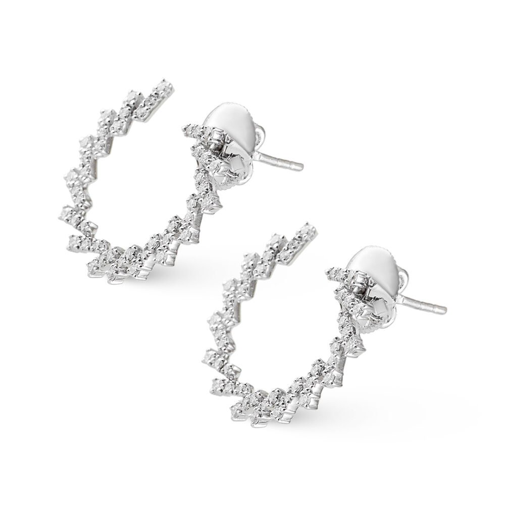 18k White Gold Diamond Earrings – Timeless Brilliance - Image 2